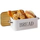 thumbnail image 4 of pstuiky Panera con tapa de madera, panera metálica para hornear pan, caja de almacenamiento de hierro, caja de almacenamiento de alimentos de cocina, 4 of 5