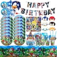 thumbnail image 2 of Decoraciones para fiestas de cumpleaños con forma de erizo, vajilla de dibujos animados, vasos de papel, platos, manteles, globos, regalos para niños, 2 of 5
