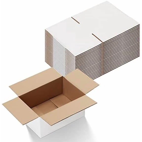 9x6x4 Shipping Boxes Set of 25, White Corrugated Cardboard Box for Packing Mailing Small Business