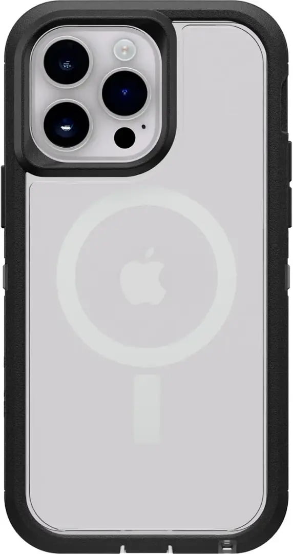 OtterBox iPhone 14 Pro Max (Only) - Defender Series XT Clear Case - Black Crystal (Clear/Black) - Screenless - Rugged - Snaps to MagSafe - Lanyard Attachment - Non-Retail Packaging