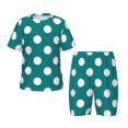 thumbnail image 1 of Balery Teal And White Polka Dot Conjunto de Pijama Infantil de Manga Corta con Estampado – Ropa de Dormir de Algodón Suave-4X-Large, 1 of 6