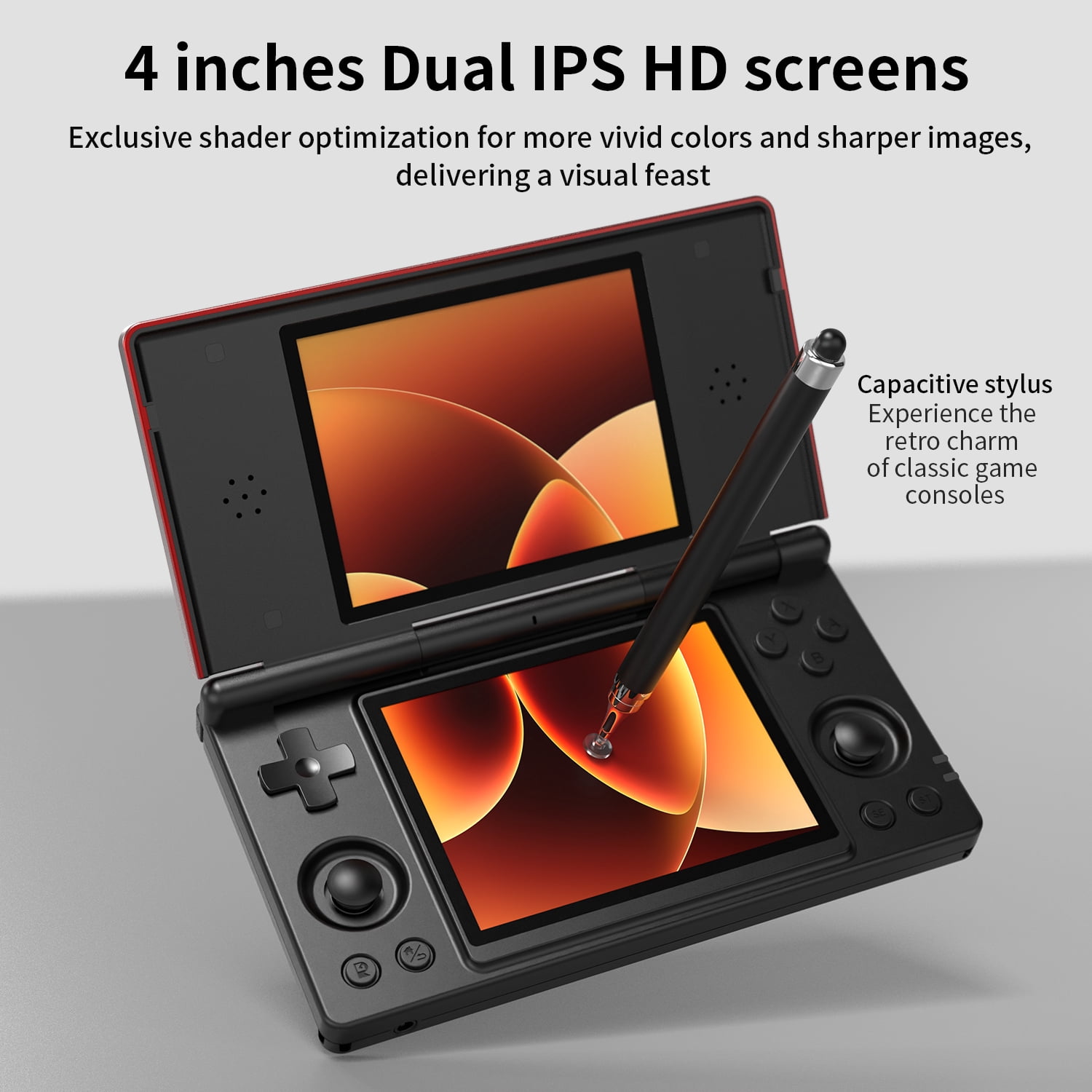 RG DS Handheld Game Consoles RG DS Gaming Console Dual-screen Video Game Console Android 14 Portable Pocket Arcade 40000mAh Battery WiFi Bluetooth HD Output Black