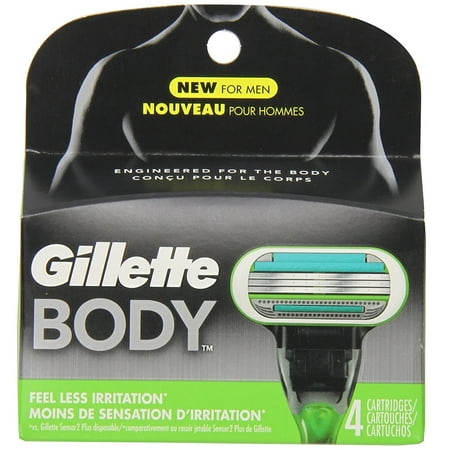 Gillette Body Razor Cartridges 4 Count + Facial Hair Remover (Best Razor For Body Hair)