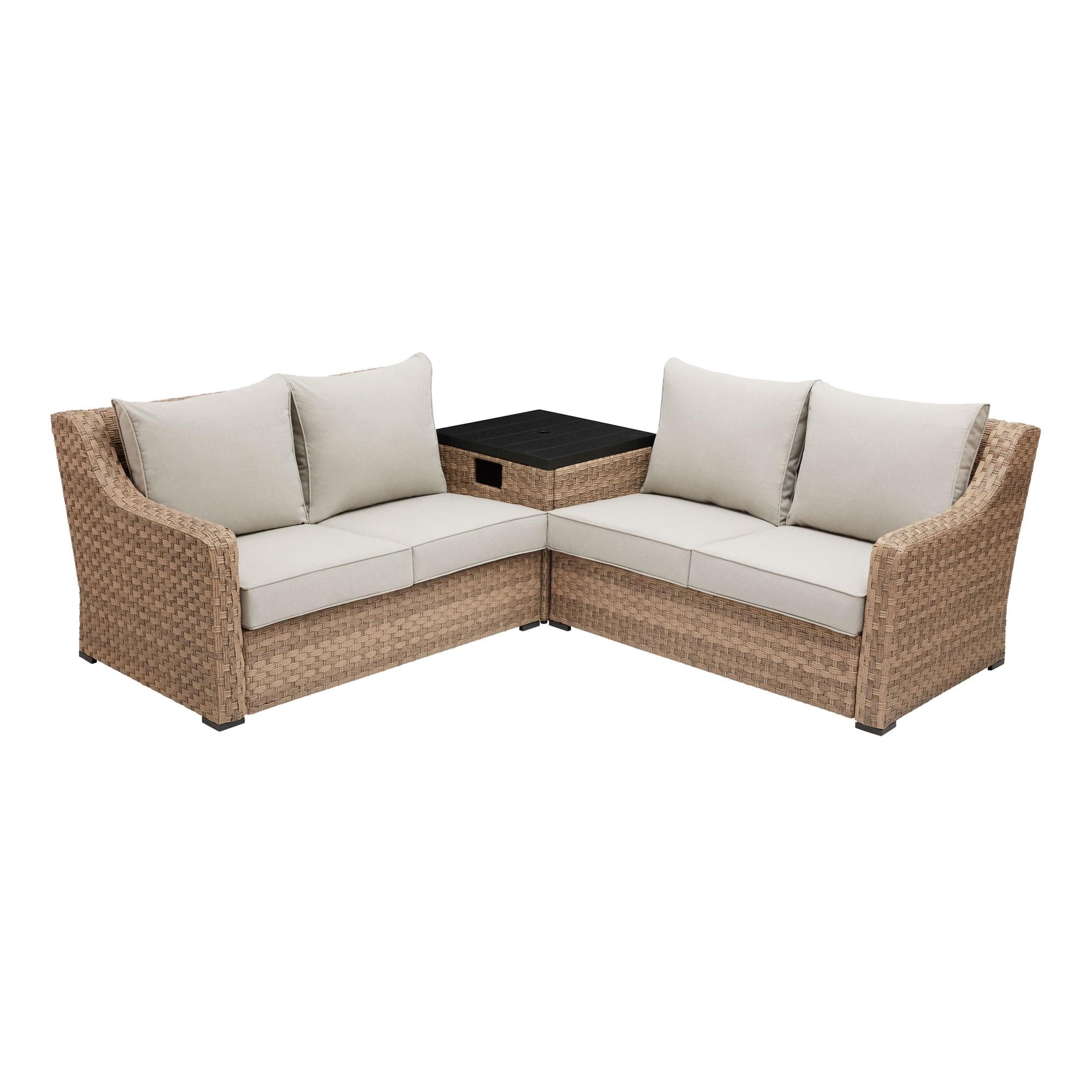 Better Homes & Gardens River Oaks 3-Piece Outdoor Sectional Set, Beige - Seats 4