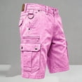 thumbnail image 2 of LODIENY Cargo Denim Shorts for Men Relaxed Fit Washed Distressed Outdoor Hiking Work Casual Shorts with Zipper Pockets Hot Pink M, 2 of 7