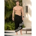 thumbnail image 4 of LA LEELA Men's Pareo Regular Swimsuits Sarong Long Swim Beach Wrap One Size Black, Geometric Summer Vacation Party, 4 of 6