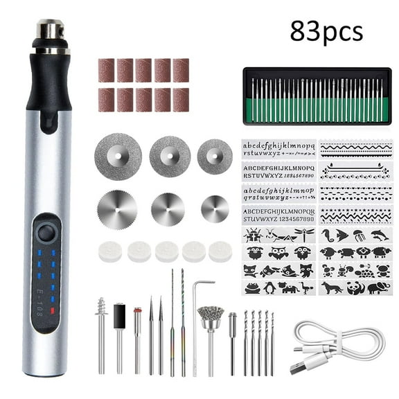 83PCS Cordless Electric Rotary Tool Portable Mini Engraving Pen 3-speed Adjustable USB Rechargeable Engraving Tool Suitable for Jewelry, Wood, Metal