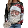 thumbnail image 5 of Futezty Women's Raglan Shirt Christmas Tops Long Sleeve Xmas Pullover Blouse Red Glass Santa Hat Graphic Sweatshirt, 5 of 7
