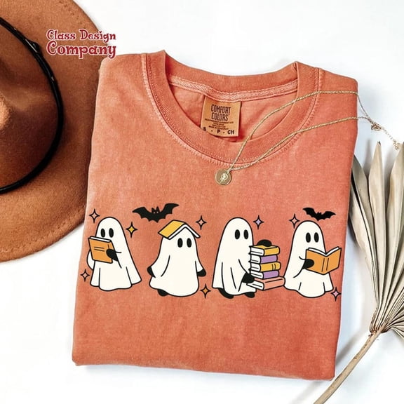 HALLOWEEN Funny Book Lover Shirt, Cute Ghost Book Nerd, Ghost Halloween