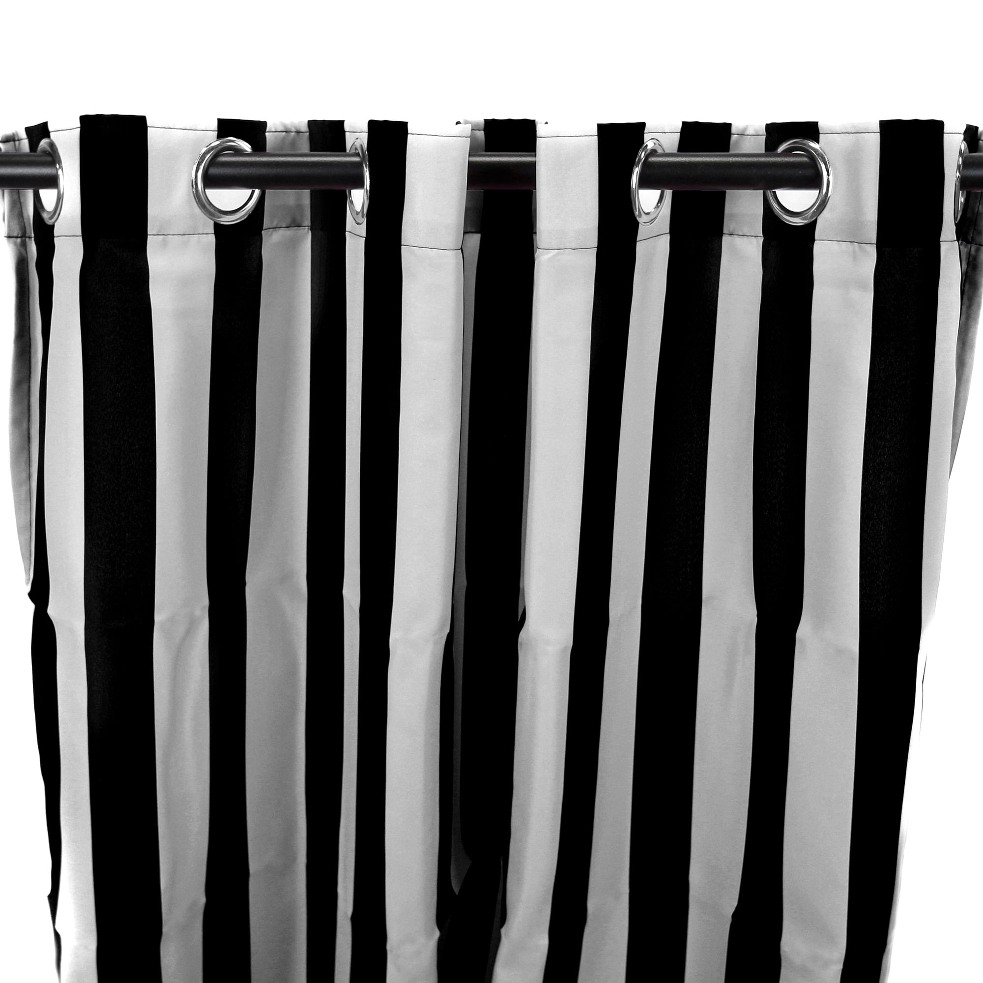 Jordan Manufacturing 54" x 84" Black Stripe Grommet Semi-sheer Outdoor Curtain Panel