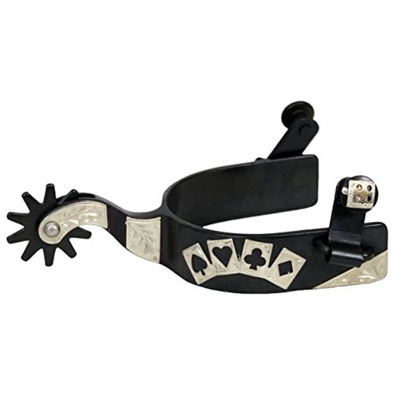 Showman Men's Black Steel Show Spurs w/ Silver 4 Card Design