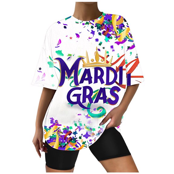 ChaoHeng Women Blouses under $10 Women's Crew Neck Short Sleeve Printed Casual Loose T-Shirt