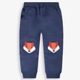thumbnail image 4 of CUZIBR Kids Baggy Sweatpants Boys Athletic Joggers Pants With Pocket Cartoon Embroidery Drawstring Elastic Waist Cool Workout Active Trousers,Dark Blue,9-10 Years, 4 of 4