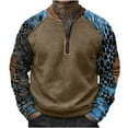 thumbnail image 2 of Runfenguu Summer Top For Teens Plus Size Top Men'S Camouflage Print Half Zipper Long Sleeved Long Sleeved Round Neck Top/Shirt Mens T-Shirts Graphic Tees, 2 of 5