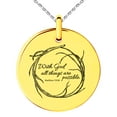 thumbnail image 3 of Tioneer Stainless Steel With God All Things Are Possible Matthew 19:26 Engraved Small Medallion Circle Charm Pendant Necklace, 3 of 4