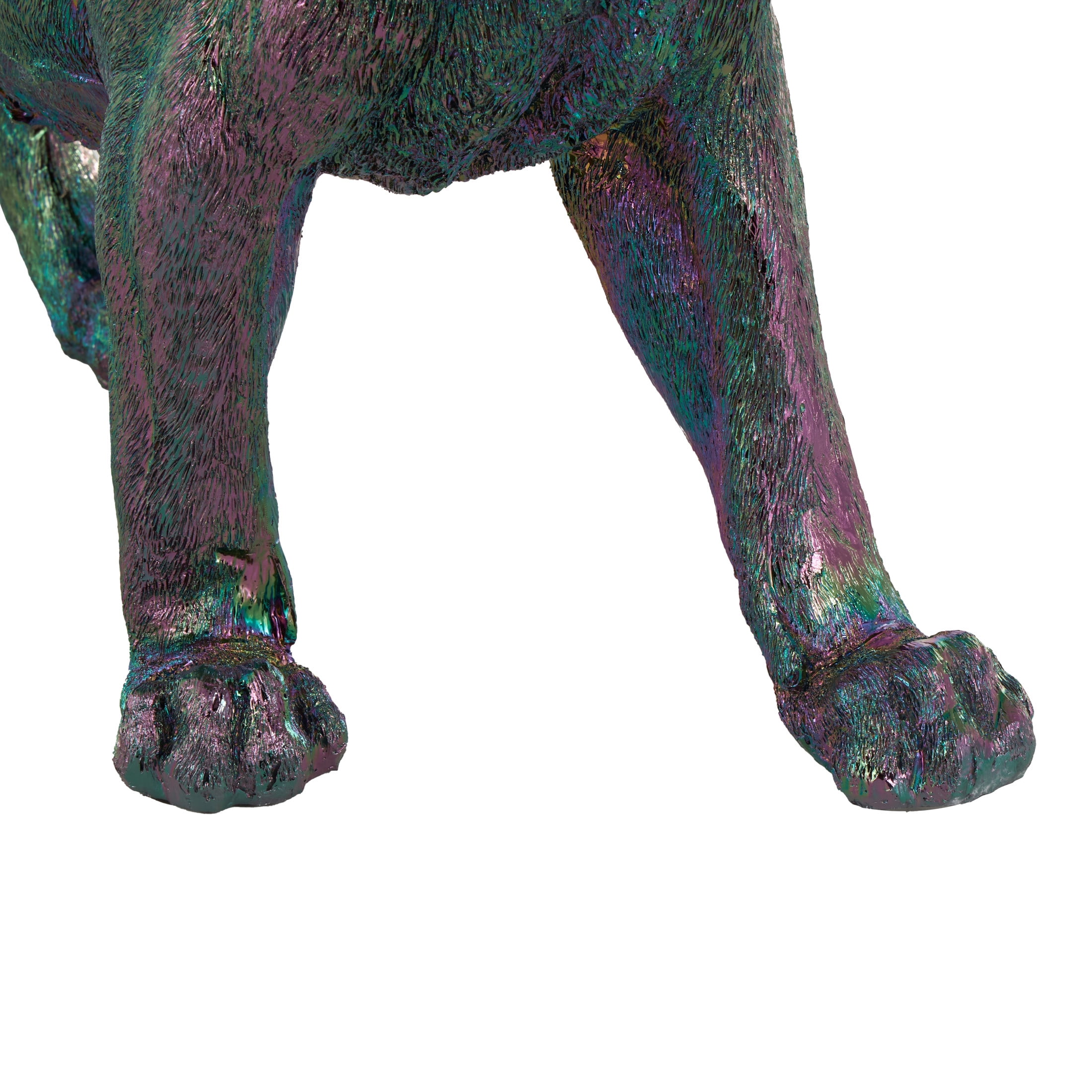 48" x 22" Multi Colored Resin Standing Leopard Sculpture with Rainbow Shimmer Finish, by DecMode