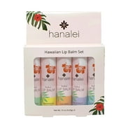 Hanalei Lip Balm and Moisturizer Set: 5 pack of Natural Hawaiian Kukui Oil and Beeswax Lip Balm to Replenish and Repair Dry, Chapped Lips - Tropical Citrus,Island Mint,Vanilla,Lili