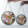 thumbnail image 3 of Butterflies Flowers Stained Glass Suncatcher, Butterfly Window Hanging, Butterfly Floral Suncatcher, Mothers Day Gift, Window Hanging Décor, 3 of 6