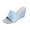 Blue, variant on Women Wedge Slippers Square Open Toe Flocked Fabric Slip On Heeled Mules Summer Dress Slipper Shoes, Mint Green