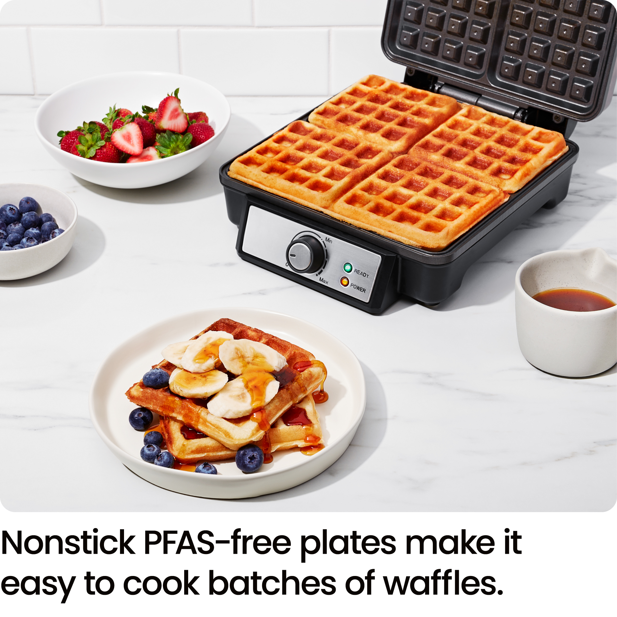 Chefman 4-Slice Belgian Waffle Maker, Stainless Steel photo 4