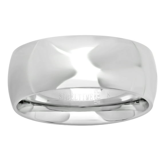 Stainless Steel Unisex Dome Plain Wedding Anniversary 8mm Size 11 Comfort-fit Fashion Band Ring Anniversary Ring for Wom