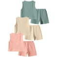 thumbnail image 4 of Fdqin Girls Summer Clothes 6 Pcs Sleeveless Tank Top and Shorts Beach Sets Casual Summer Outfits for Kid Green Pink Khaki 3-4 Years, 4 of 8