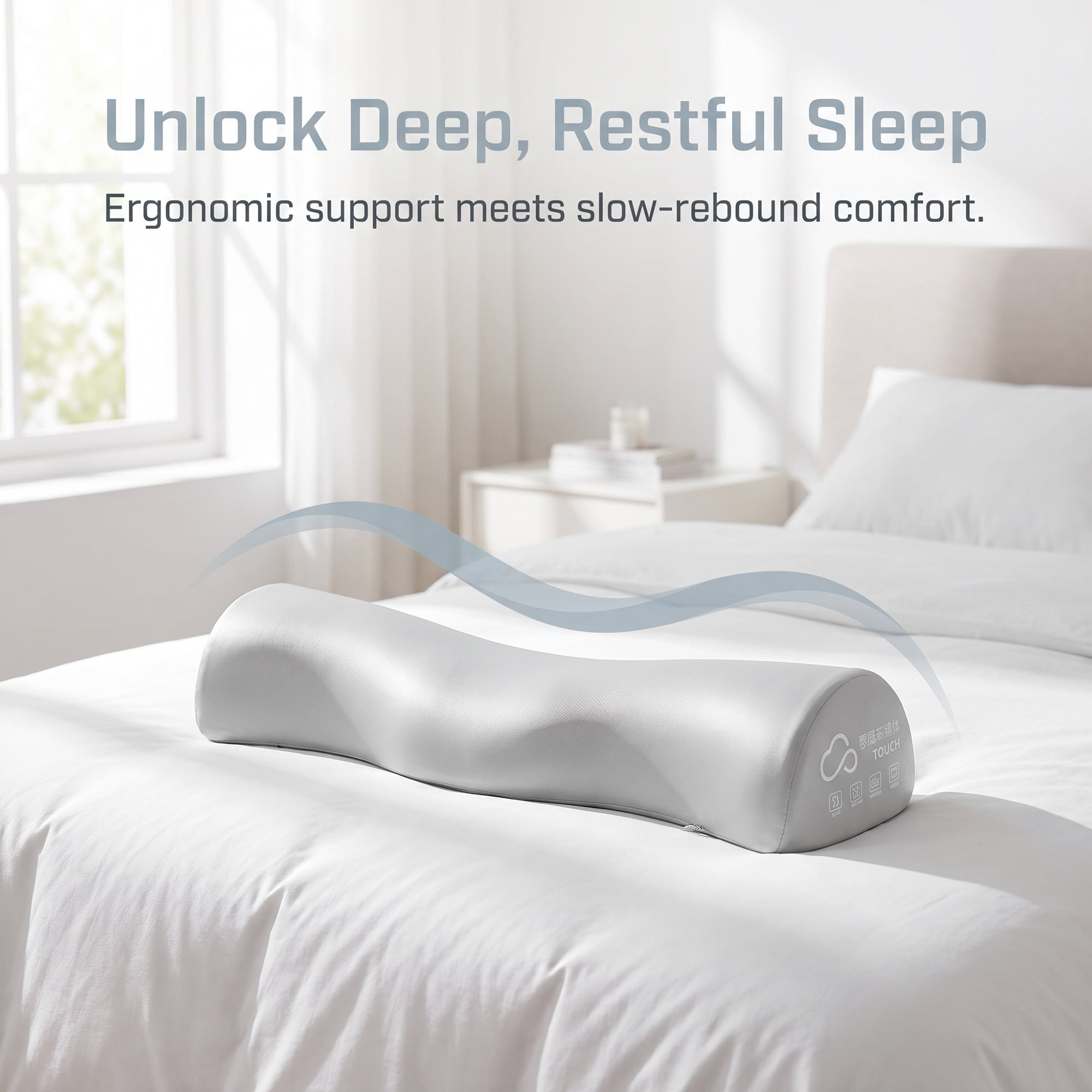 Unique Bargains Neck Pillow Sponge Cervical Support for Sleep Gray B 19.7"x5.9"x3.9" 2Pcs