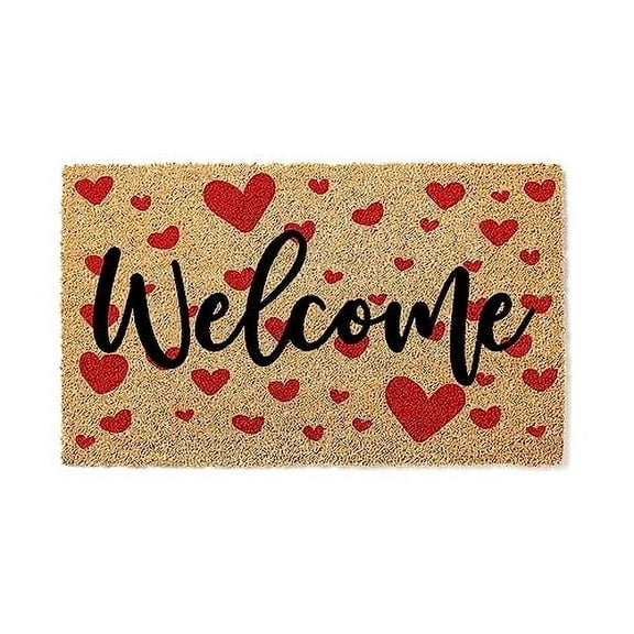 Welcome Heart Cute Valentine's Day Doormat Premium Coir