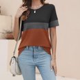 thumbnail image 5 of Jalioing Short Sleeve T Shirt Women's Casual Fashion Color Block Tee Shirt Crew Neck Basic Summer Tops Outfits, 5 of 7