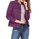 thumbnail image 1 of Chaqueta de ante sintético con cuello de solapa y bolsillos con solapa de INSPIRE CHIC para mujer, color púrpura, 1 of 7