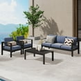 thumbnail image 3 of CozyHom 2 Pcs Indoor Outdoor Patio Aluminum Armchair Sofa Furniture Sets, Outdoor Metal Couch Cozy Chair Garden Armchair Aluminum Armchair Individual Sofa With Cushions, Blue, 3 of 7