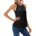 thumbnail image 3 of Aunavey Sequin Halter Tops for Women Sleeveless Dressy Sparkle Tank Camisole Tops Party Club Cocktail Vest Shirt, 3 of 5