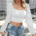thumbnail image 6 of hotojiny Womens Going Out Tops Trendy Long Sleeve Cropped Shirts Summer Spring Fashion Clothes Casual Square Neck Slim Tops, 6 of 7