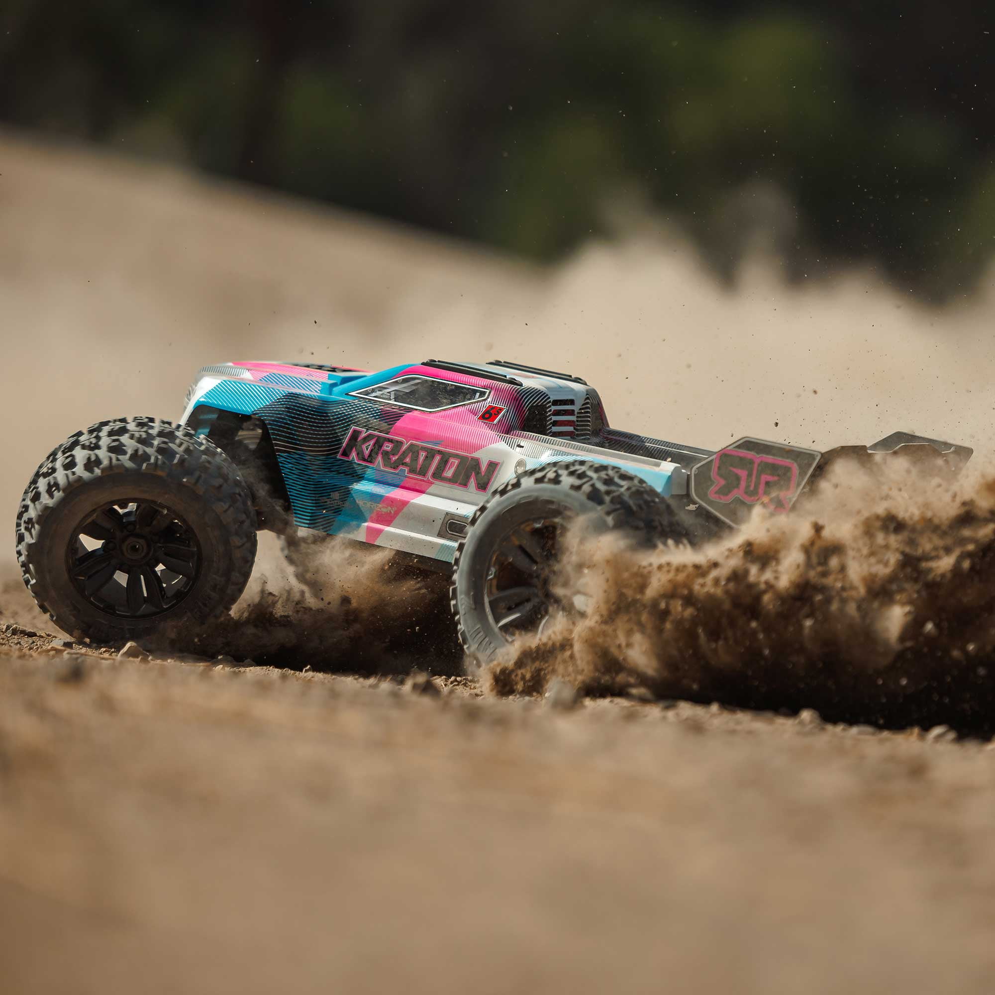 ARRMA RC Truck 1/8 KRATON 4X4 6S BLX BRUSHLESS V6 SPEED TRUCK RTR Battery and Charger Not Included Blue/Pink ARA8608V6T2