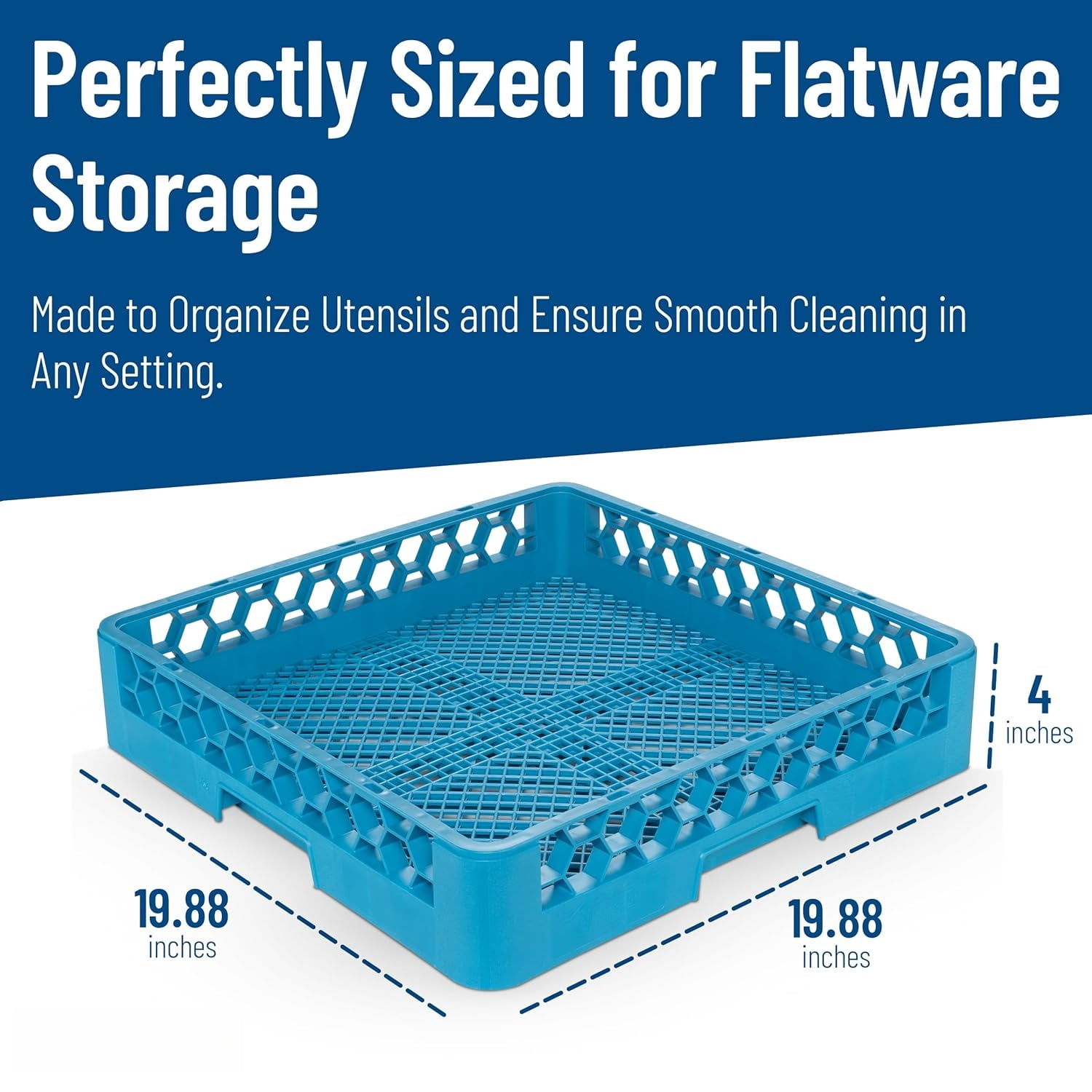 Carlisle FoodService Products Opticlean Flatware Rack Dishwashing Tray for Kitchens and Restaurants, Plastic, 18.25 Inches, Blue