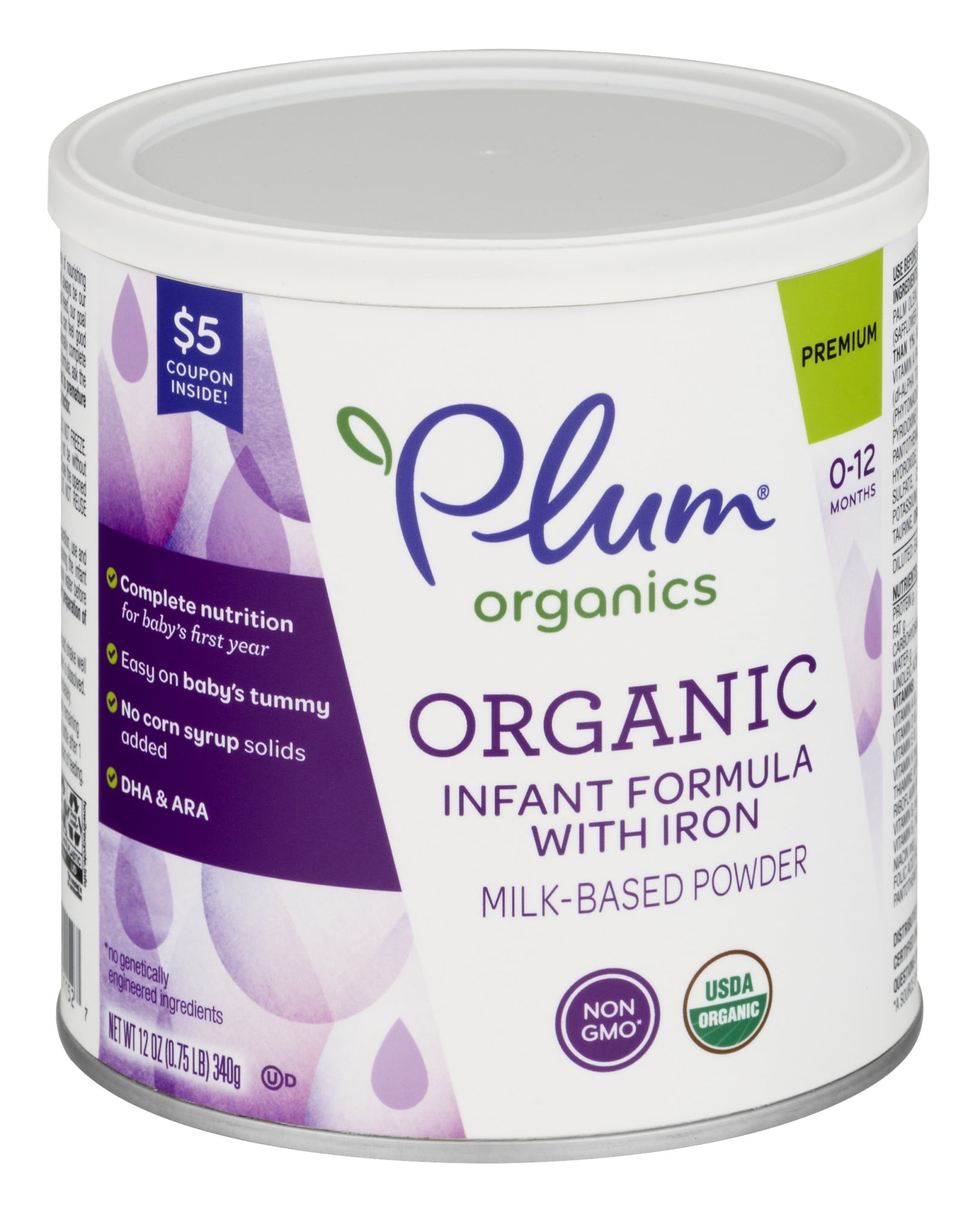Plum Organics Organic Infant Formula with Iron, 12 oz