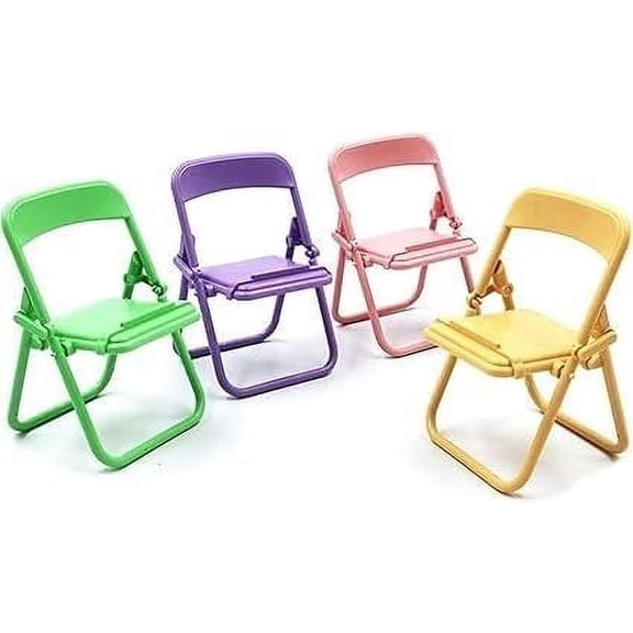 4Pcs Mini Folding Chair Cell Phone Stand,Desktop Foldable Candy Color Mobile Holder,Cute Creative Folding Chair Cradle for Desk Stand,Accessory