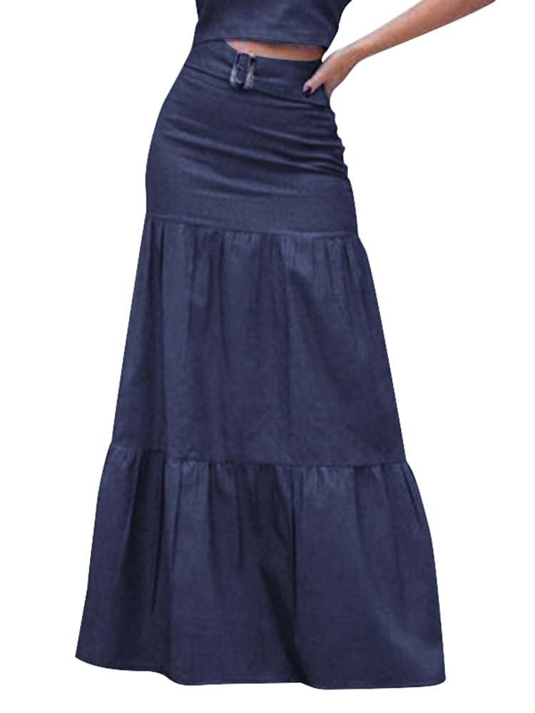 hip pleated maxi skirt