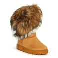 thumbnail image 1 of Women Asymmetrical Fur Round Toe Flat Winter Boots 19500, 1 of 6