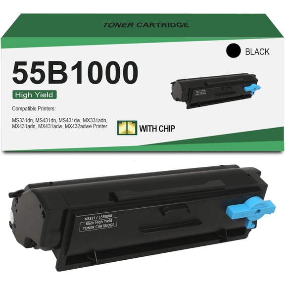 55B1000 Black Toner Cartridge Compatible  for Lexmark MS331dn MS431dn MS431dw MX331adn MX431adn MX431adw MX432adwe Printer (1 Pack)