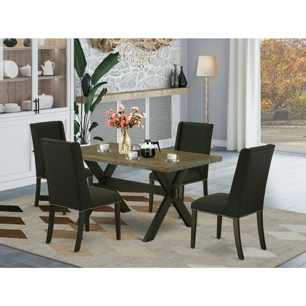 Dining Chair Upholstered Nail Head Seat, Nailhead Dining Chairs Set Of 4 Black