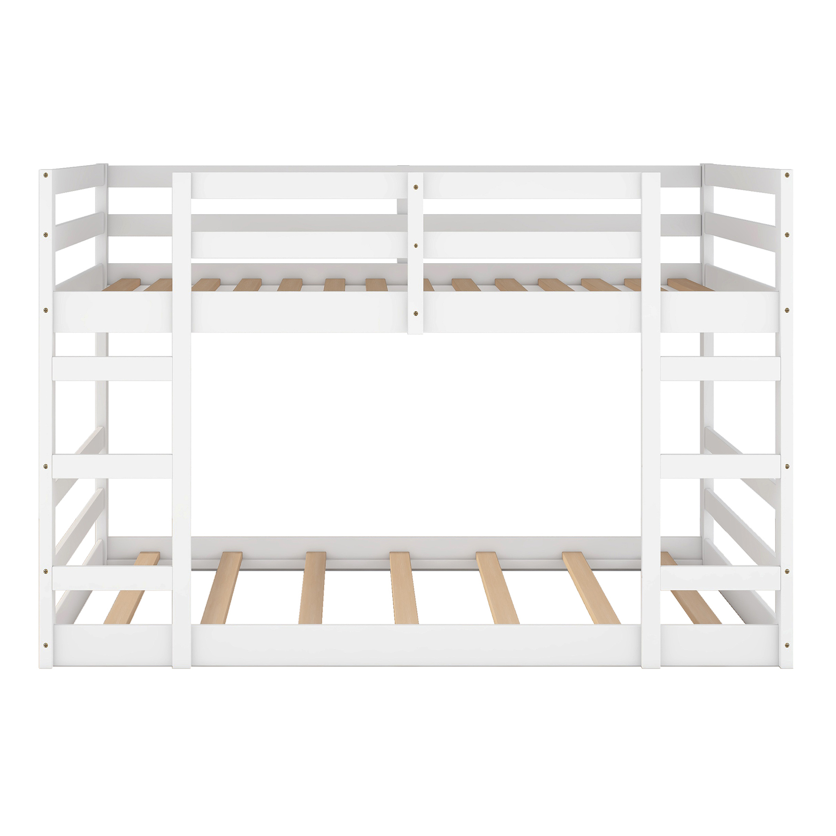 Holaki Twin Size Wood Bunk Bed with Safety Guardrails for Kids, White