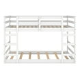 thumbnail image 5 of ARCTICSCORPION Low Bunk Bed,Full Over Full Floor Bunk Bed with Guardrails and 2 Ladders,Solid Wood Bunk Bed Frame with Wood Slats Support for Boys Girls Dorm Bedroom,No Spring Box Required, White, 5 of 7