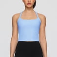 thumbnail image 2 of Staron Women's Sports Tank Top with Built-in Bra Round Neck Sleeveless Quick-Dry Solid Casual Yoga Running Workout Athletic Top, Blue S, 2 of 6