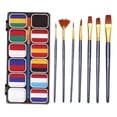 thumbnail image 2 of Pinturas faciales de 12 colores con 7 pinceles paletas de pintura corporal profesional a base de agua para vacaciones, maquillaje, escenario, cara, 2 of 9