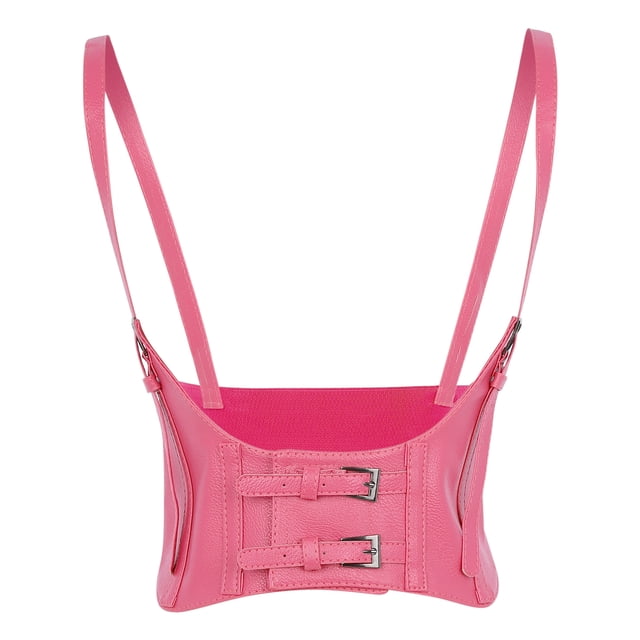 Cinturón elástico ancho para mujer INSPIRE CHIC, cinturones de corsé steampunk bajo el busto, cuero sintético/denim para vestido, rosa caliente mediano