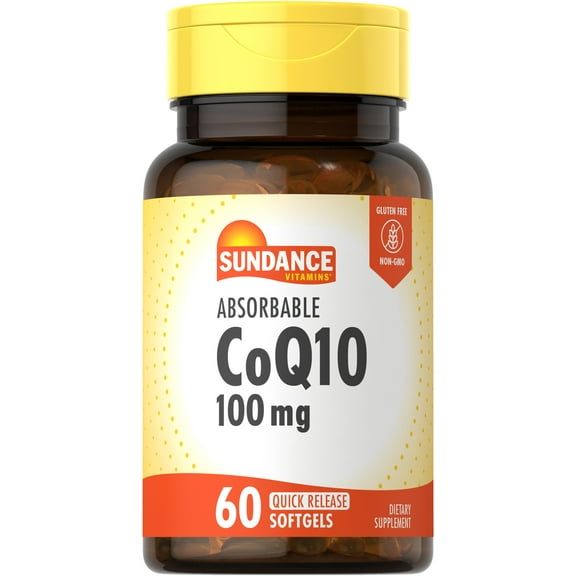 CoQ10 100mg | 60 Absorbable Softgels | With Black Pepper Extract | Non-GMO and Gluten Free Supplement | By Sundance
