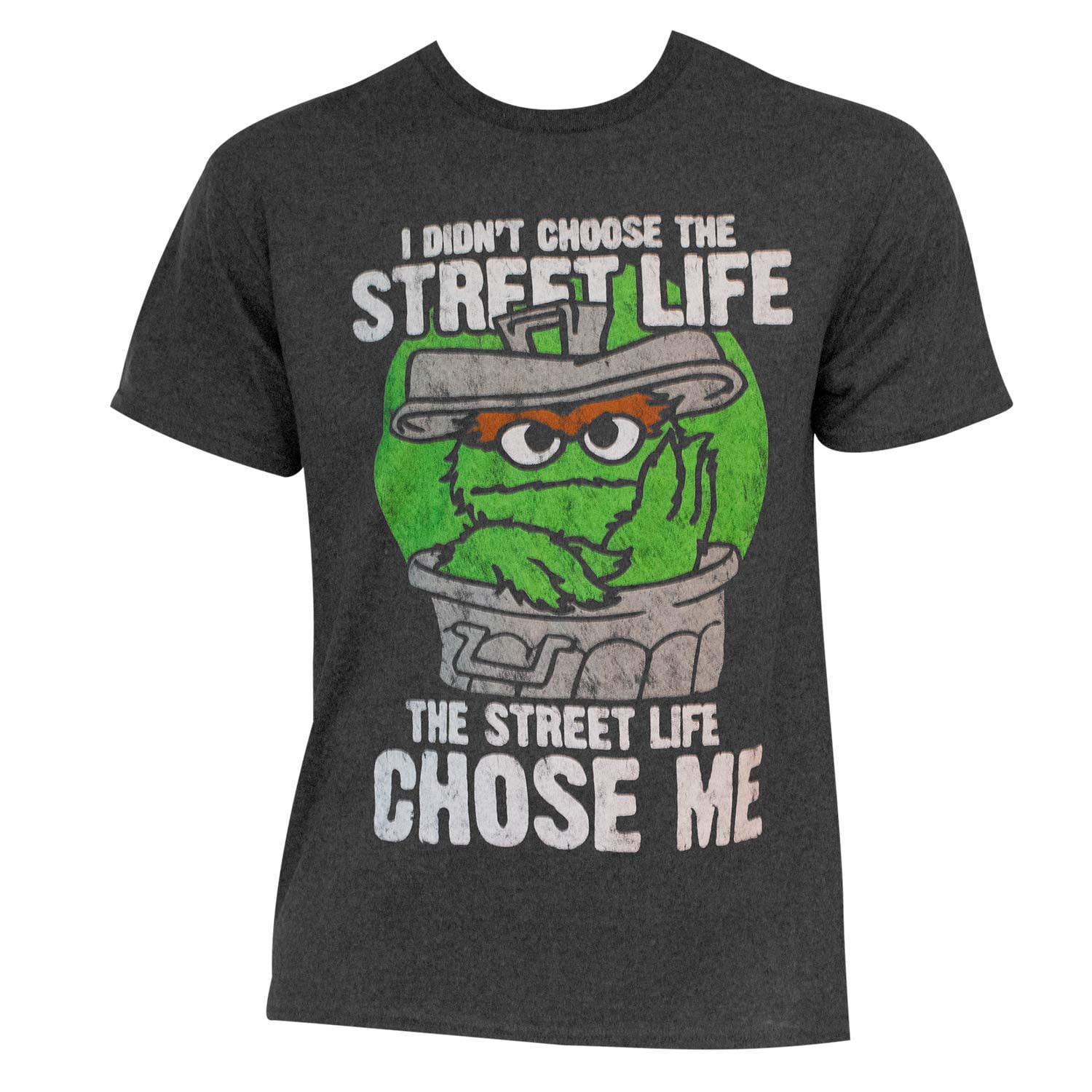 Sesame Street Men's Grey Oscar The Grouch Street Life T-Shirt-2XLarge
