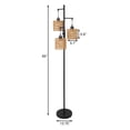 thumbnail image 4 of Jerry Boho 3-Light Tree Floor Lamp With Rattan Drum Shades Dimmable/Black, 4 of 5