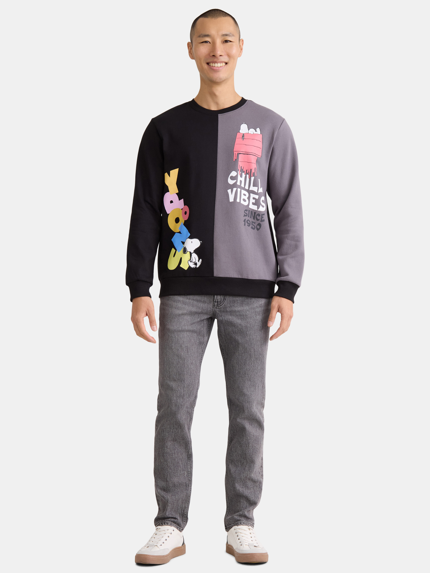 Chill Vibes Men's & Big Men's Graphic Crew Neck Sweatshirt with Long Sleeves, Sizes S-3XL